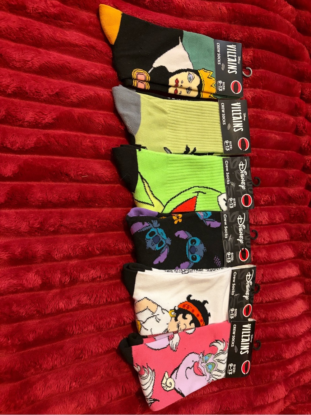 Disney Multicolor Villains Crew Socks Pack